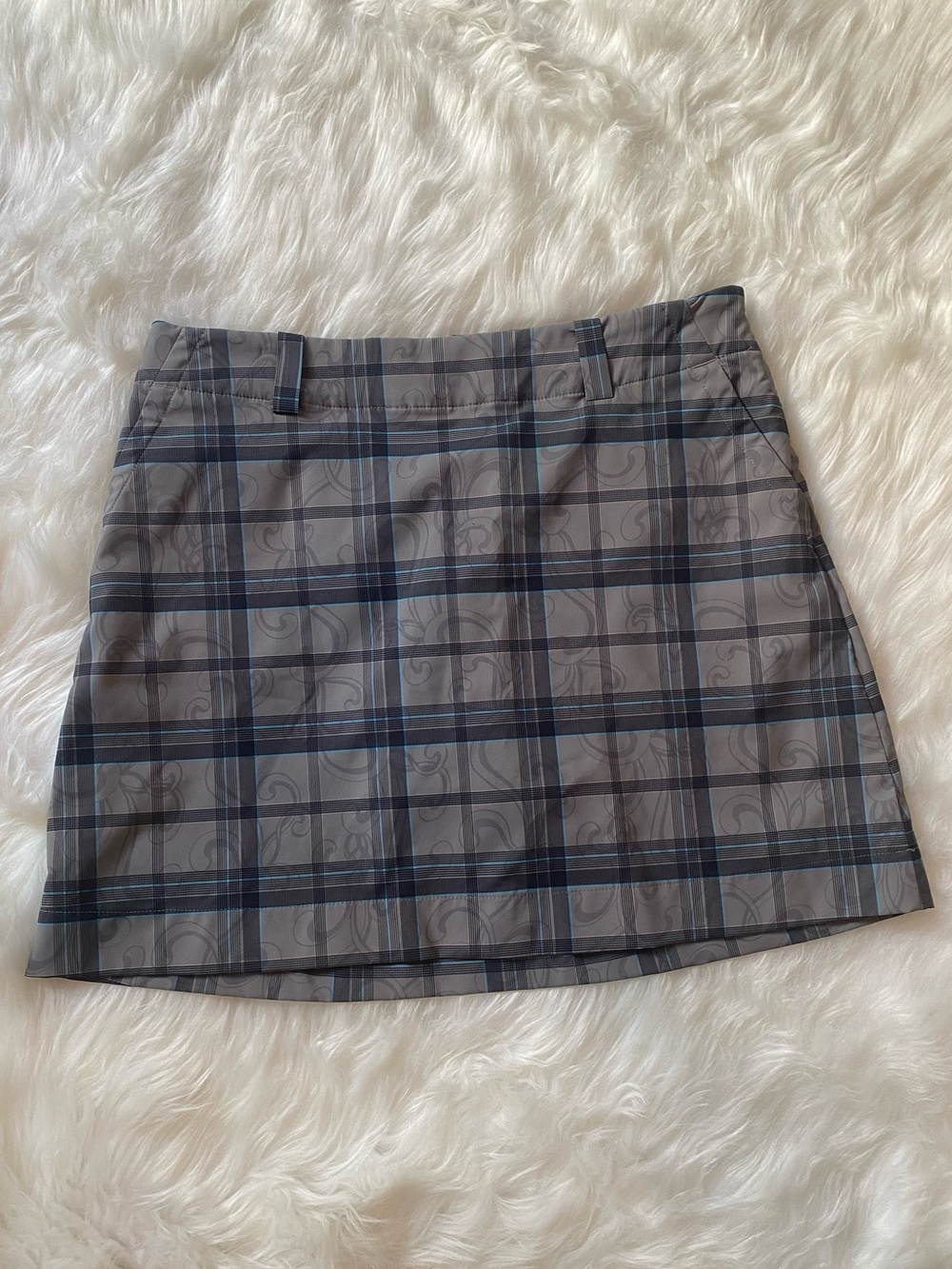 Nike Golf Plaid Skort Gray Blue Paisley Preppy Academia 10